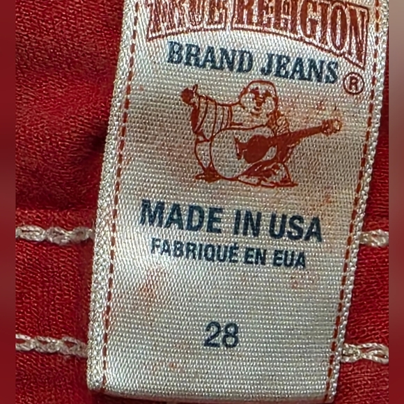True Religion Red Skinny Jeans Womans Sz 29 Stretch Low Rise - Picture 4 of 14